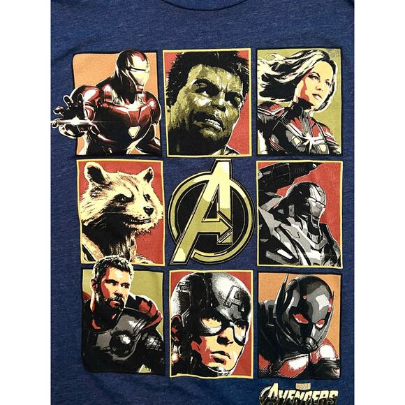 Marvel Avengers Superhero Collage T-Shirt 4X Blue Tee Hulk Iron Man Thor Cap - Picture 4 of 10